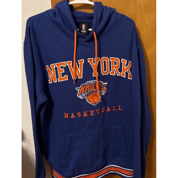 Unk Other - NBA UNK New York Knicks Hoodie Blue Embroidered Basketball Sweatshirt size Large